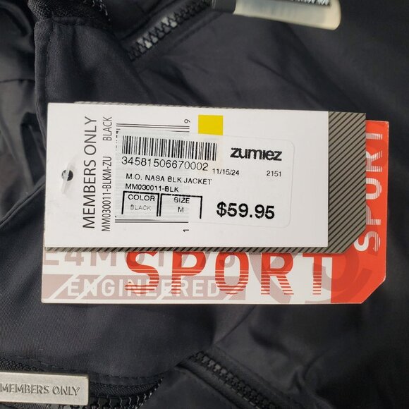Members Only x NASA Black Anorak Jacket Men Size Medium NWT Oversized Fit FLAW - Picture 5 of 15